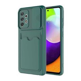 Ceponya Galaxy A52 Deri Görünümlü Kartlıklı Kamera Korumalı Kılıf