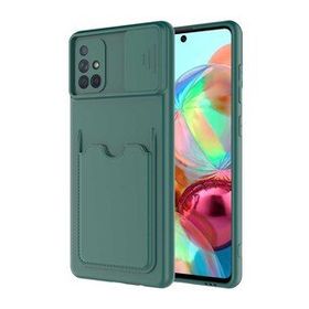 Ceponya Galaxy A71 Deri Görünümlü Kartlıklı Kamera Korumalı Silikon Kılıf