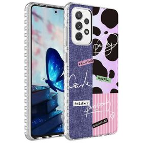 Ceponya Galaxy A72 Airbag Kenarlı Renkli Desenli Elegans Silikon Kılıf