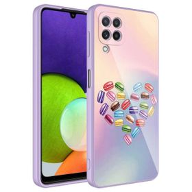 Ceponya Galaxy M32 Kamera Korumalı Desenli Sert Silikon Epoksi Kapak Kılıf