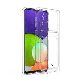 Ceponya Galaxy M32 Kartlıklı Şeffaf Setra Clear Silikon Kapak Kılıf