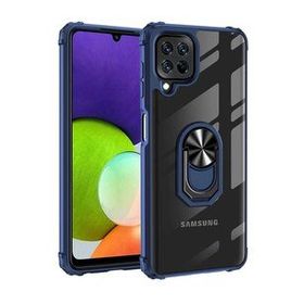 Ceponya Galaxy M32 Şeffaf Kenarları Renkli Manyetik Yüzüklü Zırh Silikon Kılıf