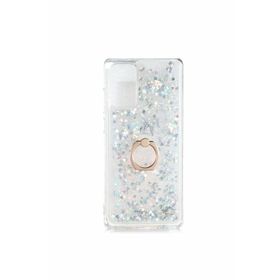 Ceponya Galaxy Note 20 Sıvılı Simli Pullu Yüzüklü Standlı Kılıf