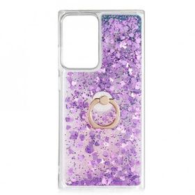 Ceponya Galaxy Note 20 Ultra Sıvılı Simli Pullu Yüzüklü Standlı Kılıf