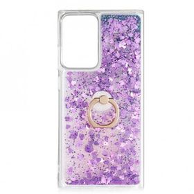 Ceponya Galaxy Note 20 Ultra Sıvılı Simli Pullu Yüzüklü Standlı Kılıf