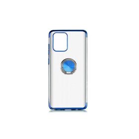 Ceponya Galaxy S10 Lite-a91 Yüzüklü Standlı Köşeleri Renkli Şeffaf Kılıf