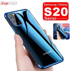 Ceponya Galaxy S20 Ultra Köşeleri Renkli Kamera Korumalı Şeffaf Kılıf