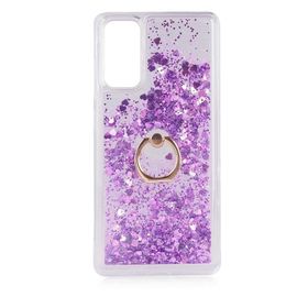 Ceponya Galaxy S20FE Sıvılı Simli Pullu Yüzüklü Standlı Lüx Silikon Kılıf