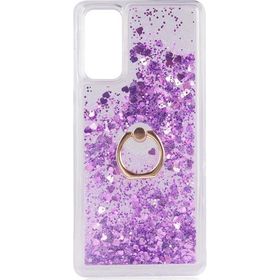 Ceponya Galaxy S20FE Sıvılı Simli Pullu Yüzüklü Standlı Lüx Silikon Kılıf
