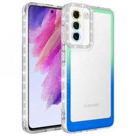 Ceponya Galaxy S21 FE Simli ve Renk Geçiş Tasarımlı Lens Korumalı Park Kapak Kılıf