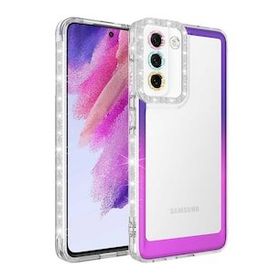 Ceponya Galaxy S21 FE Simli ve Renk Geçiş Tasarımlı Lens Korumalı Park Kapak Kılıf