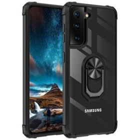 Ceponya Galaxy S21 Kenarları Renkli Anti Şok Şeffaf Yüzüklü Kılıf