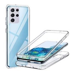 Ceponya Galaxy S21 Ultra 360 Tam Koruma Şeffaf Silikon Kılıf
