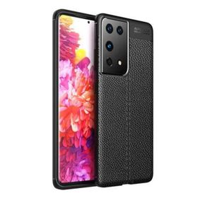 Ceponya Galaxy S21 Ultra -Deri Desenli Kamera Korumalı Silikon Kılıf