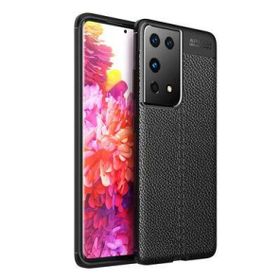 Ceponya Galaxy S21 Ultra -Deri Desenli Kamera Korumalı Silikon Kılıf