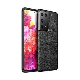Ceponya Galaxy S21 Ultra -Deri Desenli Kamera Korumalı Silikon Kılıf