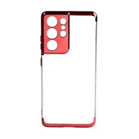 Ceponya Galaxy S21 Ultra İnce Köşeleri Renkli Şeffaf Silikon Kılıf