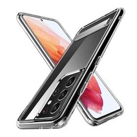 Ceponya Galaxy S21 Ultra Standlı Şeffaf Silikon L-Stand Kapak Kılıf
