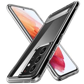 Ceponya Galaxy S21 Ultra Standlı Şeffaf Silikon L-Stand Kapak Kılıf