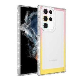 Ceponya Galaxy S22 Ultra Simli ve Renk Geçiş Tasarımlı Lens Korumalı Park Kapak Kılıf