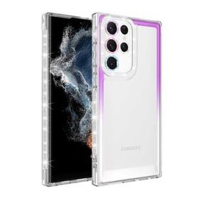 Ceponya Galaxy S22 Ultra Simli ve Renk Geçiş Tasarımlı Lens Korumalı Park Kapak Kılıf