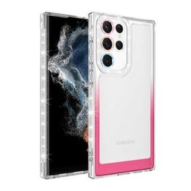 Ceponya Galaxy S22 Ultra Simli ve Renk Geçiş Tasarımlı Lens Korumalı Park Kapak Kılıf