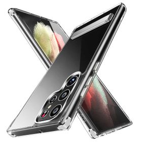 Ceponya Galaxy S22 Ultra Standlı Şeffaf Silikon L-Stand Kapak Kılıf