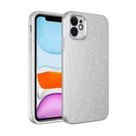 Ceponya Iphone 12 Kamera Korumalı Simli Parıltılı Lüks Silikon Kılıf