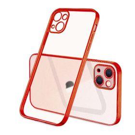 Ceponya İphone 13 Mini Renkli Kenar Şeffaf Kılıf Kamera Korumalı Silikon Kılıf