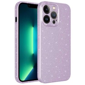 Ceponya iPhone 13 Pro Kamera Korumalı Simli Parıltılı Lüks Silikon Kılıf