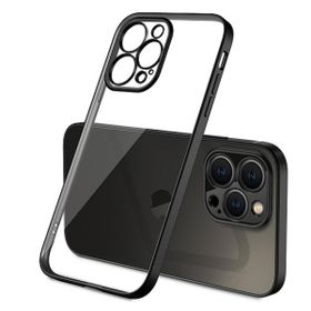 Ceponya İphone 13 Pro Renkli Kenar Şeffaf Kamera Korumalı Silikon Kılıf