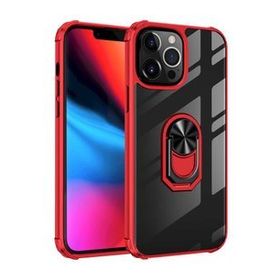 Ceponya İphone 13 Pro Şeffaf Kenarları Renkli Manyetik Yüzüklü Zırh Silikon Kılıf