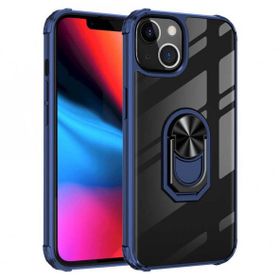 Ceponya İphone 13 Şeffaf Kenarları Renkli Manyetik Yüzüklü Zırh Silikon Kılıf