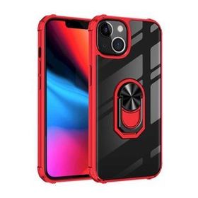 Ceponya İphone 13 Şeffaf Kenarları Renkli Manyetik Yüzüklü Zırh Silikon Kılıf