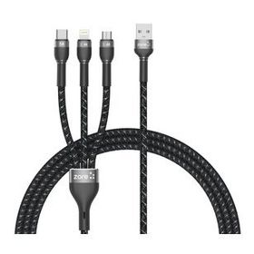 Ceponya Shira Serisi Siyah 150 cm 3 in 1 USB Kablo