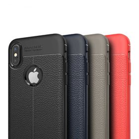 Cepsesuar 30356 Apple İphone Xs Max 6.5 İnç Deri Seam Siyah Silikon Kılıf