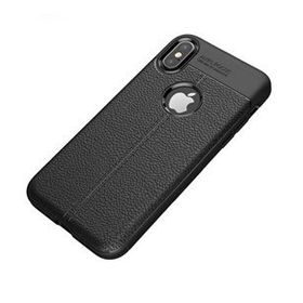 Cepsesuar 30356 Apple İphone Xs Max 6.5 İnç Deri Seam Siyah Silikon Kılıf