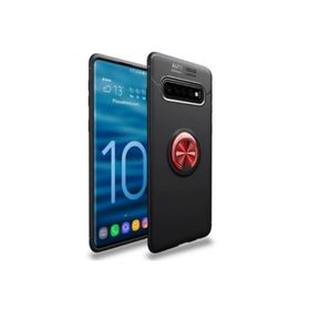 Cepsesuar 34389 Samsung Galaxy S10E Ravel Yüzüklü Magent Standlı Siyah Yüzük Kırmızı Kılıf