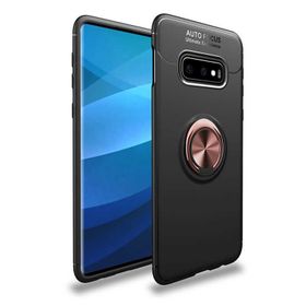 Cepsesuar 34389 Samsung Galaxy S10E Ravel Yüzüklü Magent Standlı Siyah Yüzük Kırmızı Kılıf