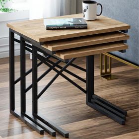 Ceramical Eco X 54x35x53 cm Atlantik Çam Metal Ayaklı Zigon Sehpa