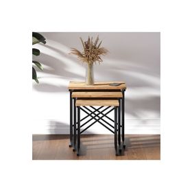 Ceramical Eco X 54x35x53 cm Atlantik Çam Metal Ayaklı Zigon Sehpa