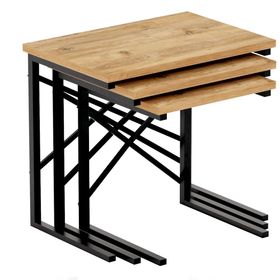 Ceramical Metal Ayaklı X Atlantik Çam Zigon Sehpa