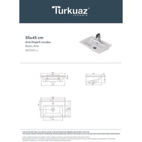 Cerastyle 55x36,5 cm Turkuaz Arte Etajerli Lavabo