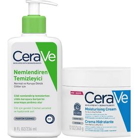 CeraVe 236 ml Cilt Bakım Seti Nemlendiren Temizleyici + Kavanoz 340 gr Nemlendirici Krem