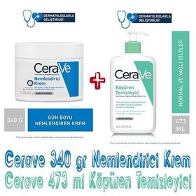 CeraVe 340 gr Nemlendiren Krem ve 473 ml Köpüren Temizleyici
