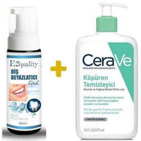 Cerave 473 ml Foaming Cleanser Köpüren Temizleyici+E2'Quality E2'Quality Diş Beyazlatıcı Köpük