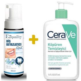 Cerave 473 ml Foaming Cleanser Köpüren Temizleyici+E2'Quality E2'Quality Diş Beyazlatıcı Köpük