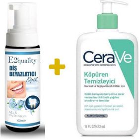 Cerave 473 ml Foaming Cleanser Köpüren Temizleyici+E2'Quality E2'Quality Diş Beyazlatıcı Köpük