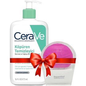 CeraVe 473 ml Foaming Cleanser Normal ve Yağlıya Dönük Ciltler İçin Köpüren Temizleyici + Yüz Temizleme Cihazı