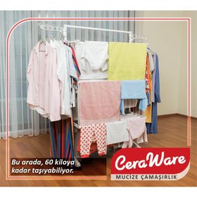CeraWare 3 Katlı Tekerlekli Lüks Çamaşır Kurutmalık